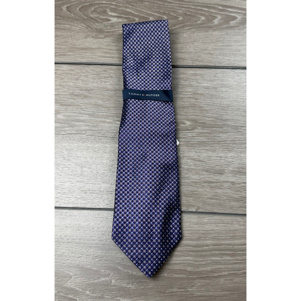 Tommy Hilfiger Mens Necktie Geometric‎ Pattern Purple One Size